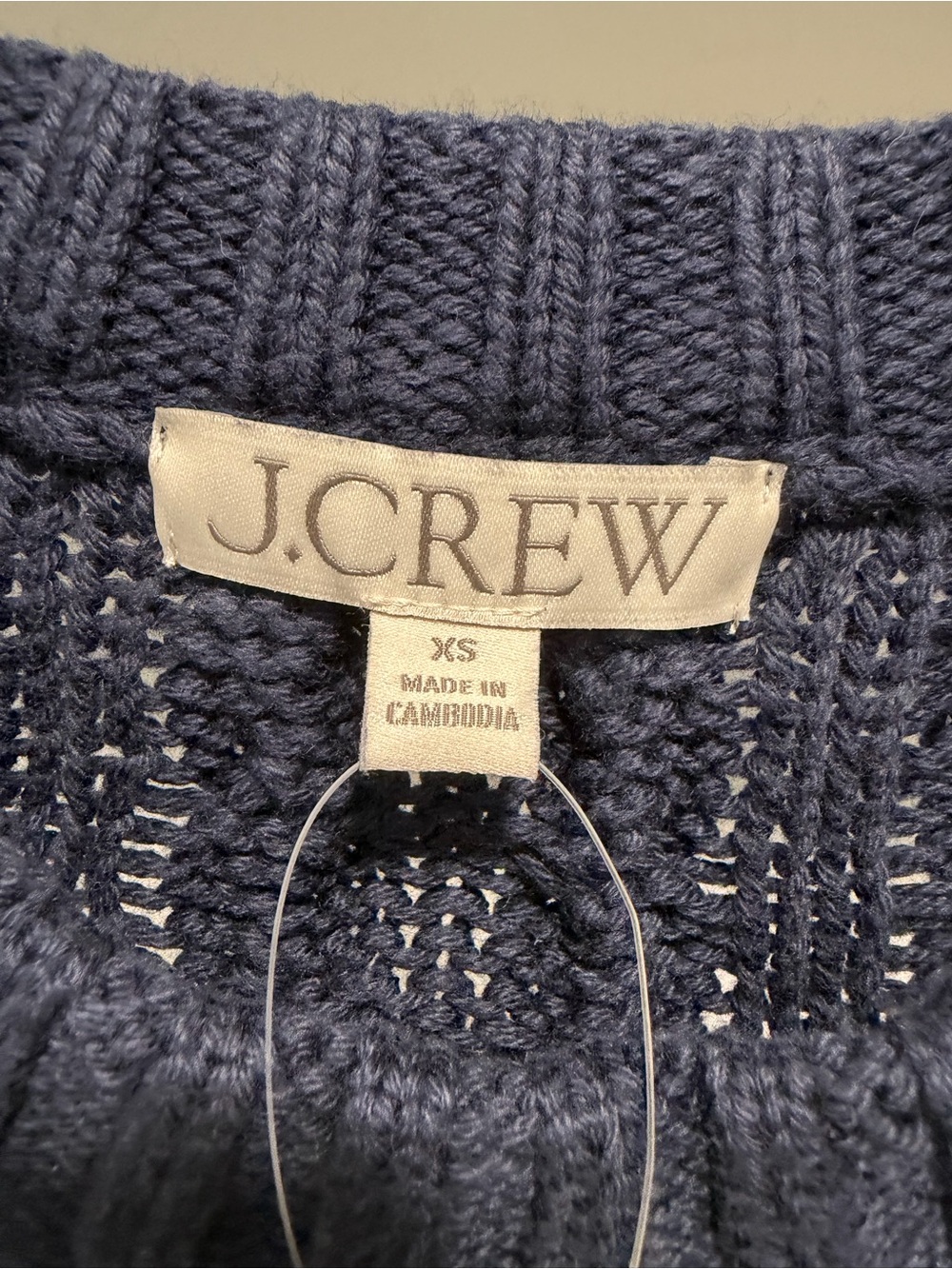NEW J.CREW Cable-knit Crewneck Sweater Size XS Navy CN860 100% cotton - Picture 8 of 10